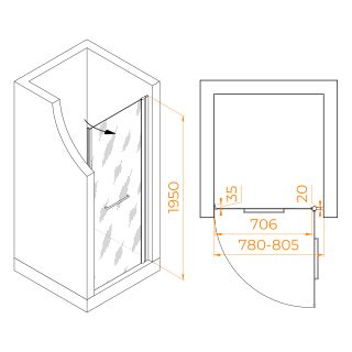 Душевая дверь RGW PA-103B 020810308-24 80см чёрный